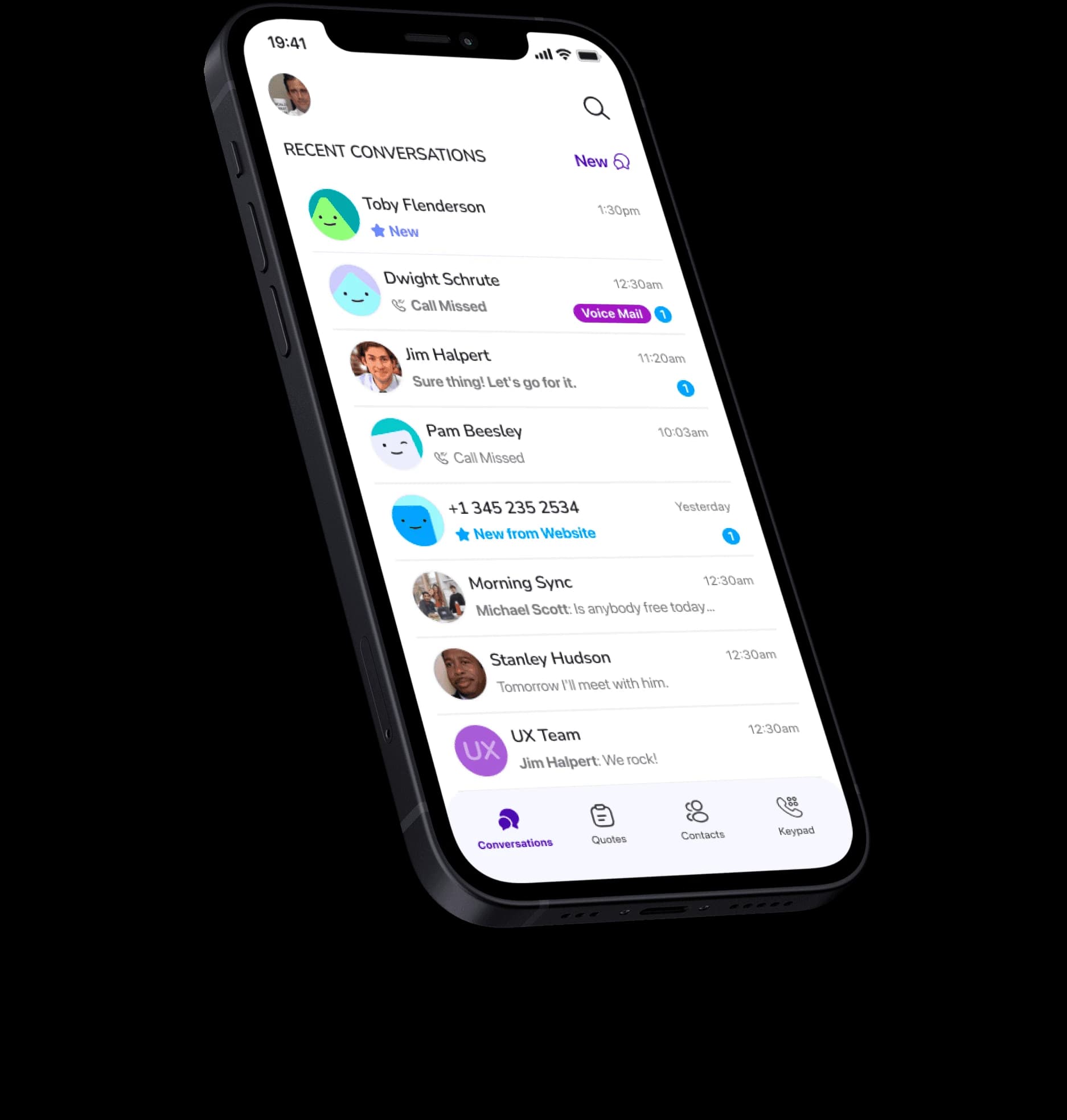 Upcraft mobile app showing conversations with customers